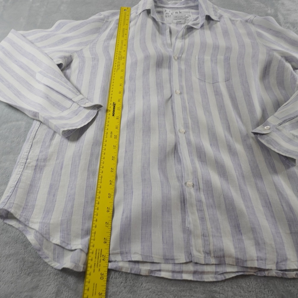 Frank & Eileen Button Down Shirt Eileen Linen XL Blue Stripe Italy Classic Coast - Picture 6 of 16